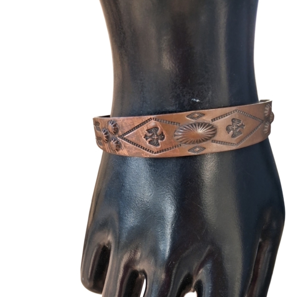 Vintage Bell Trading Post Solid Copper Cuff Bracelet • Southwestern Thunderbird